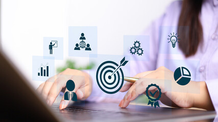 Wall Mural - action plan, goal and target, success and business target concept, project management, company strat
