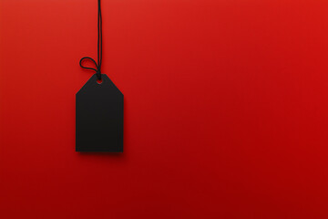 Black Friday Sale Concept with Black tag on red background for sales



