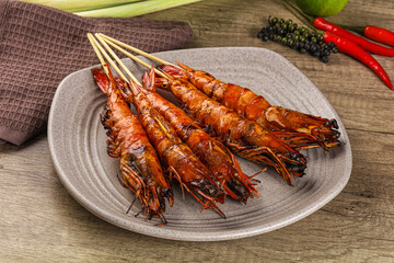 Tasty grilled tiger prawn snack