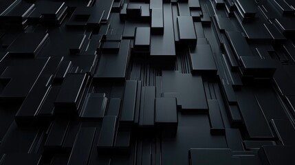 Wall Mural - 3D rendering of a black abstract geometric background suitable for advertising design modern applications technology gaming luxury showcases and product displays in a futuristic context