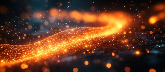 Wall Mural - abstract background with glowing orange particles.