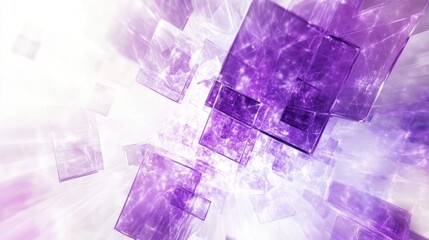 Wall Mural - Abstract purple bokeh squares on a white background Fantasy fractal design Digital artwork 3D rendering