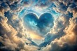 © suchetpong - Surreal heart shape floating in the clouds, digitally manipulated panoramic art