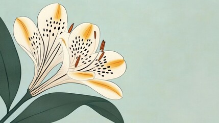Fototapete - Close up of Yellow Alstromeria Flower on Green Backdrop Floral Setting