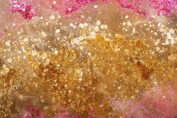 Wall Mural - A gold and pink background with a lot of glitter, generative ai