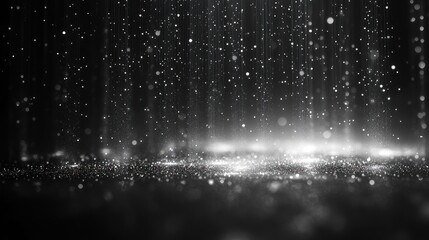 Wall Mural - abstract background with a silver glitter on the bottom and silver light rays streaming down from th