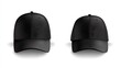 © khalid_spk - Set of black front and side view hat baseball cap on white background