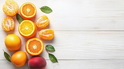 Fresh Juicy Orange and Tangerine Slices on Wooden Table