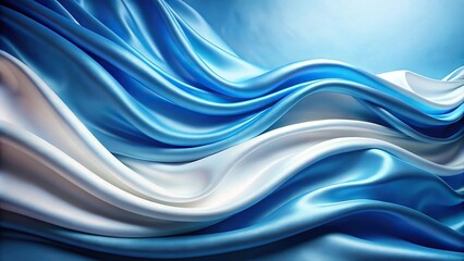 Blue and white fabric wave reflection on background