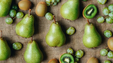 Sticker - Fresh Green Fruits on a Textured Background