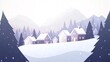© Lala Farikha - A snowy mountain village with a forest in the background.