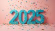 © Anna - Celebratory 2025 Year with Confetti on Pastel Background