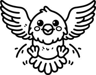 Wall Mural - cartoon flying eagle, hand-drawn in line art style. vector illustration, isolated and perfect for ki