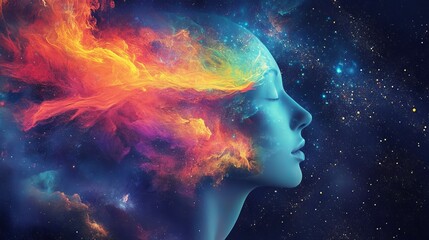 Wall Mural - Freedom and creative mind. Flow idea. Multi-color visual.