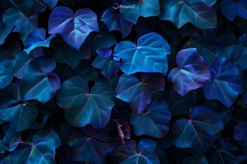 Wall Mural - abstract blue background nature geometric organic wallpaper blue background with many large leaves o