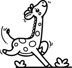 Wall Mural - cartoon giraffe, hand-drawn in line art style. vector illustration, isolated for easy use in kid's d
