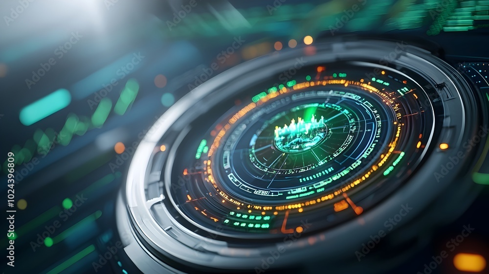 Futuristic digital dashboard providing real time financial data ...