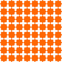 Seamless Background texture in geometric ornamental style, orange block flower round square repeat pattern, replete image, design for fabric printing, star grid cross