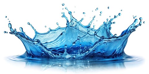 blue water splash isolated on white background macro