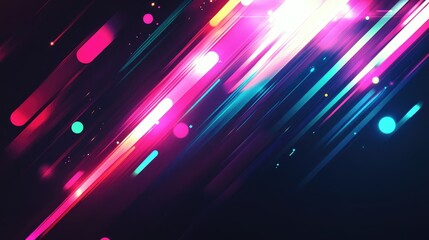 Sticker - Ai Generated Pulsating Light Effect Backdrop Brightly Colored Lights With Pulsating Cyan And Magenta Trendy Neon Laser Lines On Dark Background