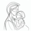 © Ekaterina - Continuous line drawing loving embrace of a mother with her newborn baby reflecting the deep bond of motherhood and the tenderness of family connection expressed through minimalist artistic expression