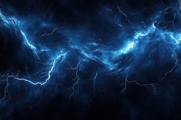 A long blue line of lightning bolts, generative ai image