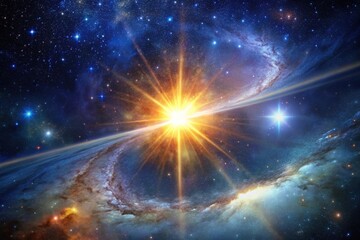 Wall Mural - low angle view of abstract star galaxy exploding in nature scenery
