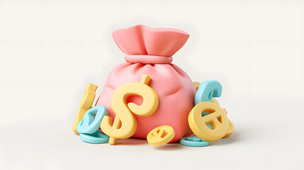 Canvas Print - Money Bag icon sale of marketing 3D