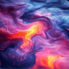 Aufkleber - Сolorful flowing thick liquid with bright blue, orange and pink hues