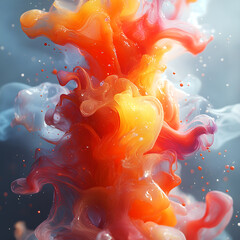 Poster - Fluid, wave-like flow of liquid mass shimmering in shades of orange