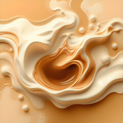 Fototapete - Smooth milk and coffee shapes in abstract dynamic composition