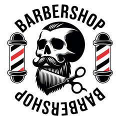 vector barbershop skull design illustration logo
