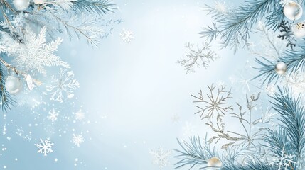 Serene Winter Wonderland: Icy Branches and Glistening Snowflakes