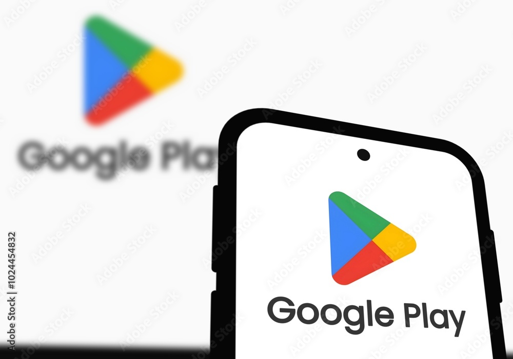 Google Play store logo is displayed on smartphone. Chittagong ...