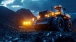 © FoxGrafy - Heavy machinery operating at dusk in a mining site