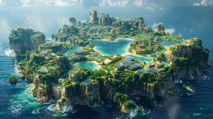 Wall Mural - animation enchanting tropical island surrounded by azure waters generated with ai