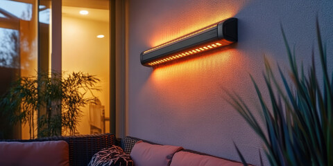 Modern electric patio heater providing warmth for outdoor living