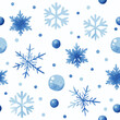 © Elena - watercolor hand painted snow snowflakes seamless vector pattern background