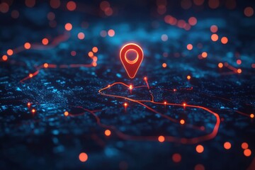 A vibrant image of a 3D map in dark blue tones with illuminated data points