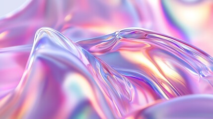 Sticker - Colorful abstract waves of translucent material reflecting light in a harmonious display of pink and purple hues