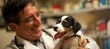© Being Imaginative - Smiling veterinarian shares a heartwarming moment with a content dog, capturing the mutual trust and happiness found in compassionate animal healthcare