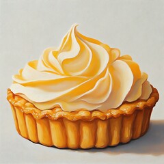 Canvas Print - A Creamy Delight - A Still Life Oil Painting of a Lemon Tart.