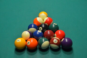 Pool Game With Pool Balls and Table, Close View Background