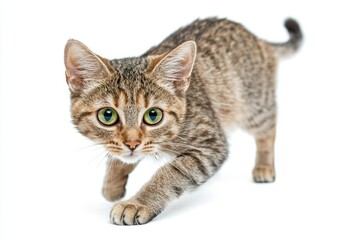 Poster - High-resolution tabby cat isolated on transparent background for digital artwork and print media that features adorable feline animals.