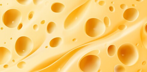 Yellow cheese background vector illustration with holes