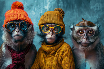 Wall Mural - ai generated image of funny monkey wild animal cartoon character