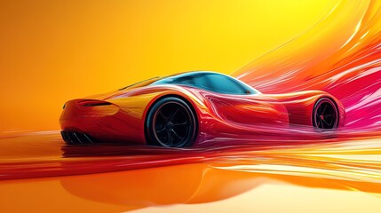 Vibrant 3D car paint wave abstract design 