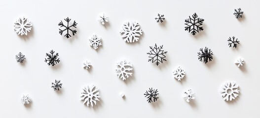 Poster - Dynamic 3D illustration of falling Christmas snowflakes