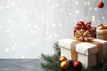 Wall Mural - Empty of Christmas on Background. Blank Christmas. Gifts. Product Mockup. Copy space.Empty of Christmas on Background. Blank Christmas. Gifts. Product Mockup. Copy space.