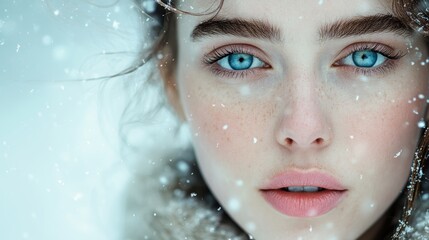 Striking Portrait of Woman with Blue Eyes